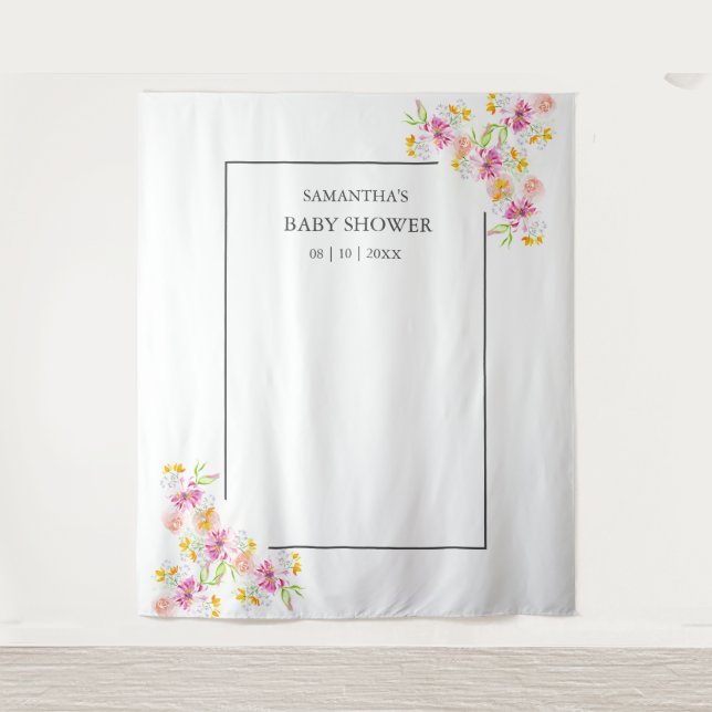 Tenture Fond de photographie pour Baby Shower "Baby in Blo (Devant)