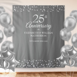 Tenture Fond de photomaton Cœur Argent pour 25e Anniversai