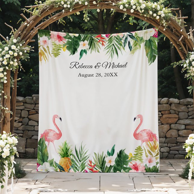 Tenture Fond de photomaton de mariage aux flamants roses t (Créateur téléchargé)