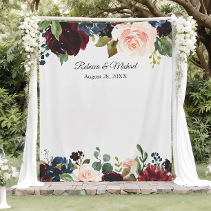Tenture Fond de photomaton de mariage floral marine Bourgo