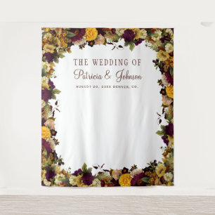 Tenture Fond de photomaton de mariage floral rustique d'au
