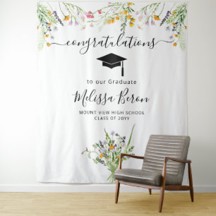 Tenture Fond de photomaton de remise de diplômes Fleurs sa
