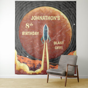 Tenture Fond de photomaton espace fusée d'anniversaire
