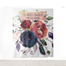 Fond de photomaton floral bordeaux marine