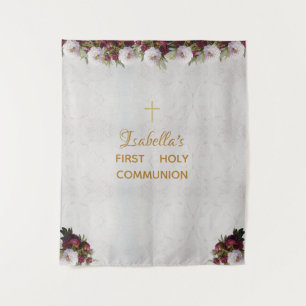 Tenture Fond de Première Communion Pivoines Bourgeois Ma