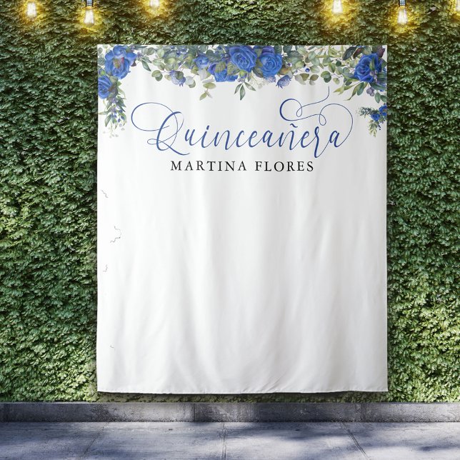 Tenture Fond de Quinceanera élégant Eucalyptus Rose bleue (Créateur téléchargé)