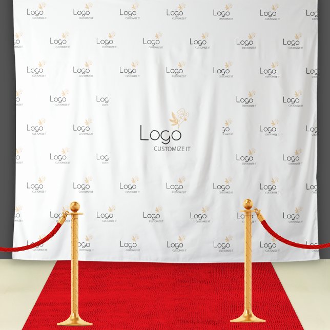Tenture Fond de répétition de logo d'entreprise personnali (White Custom Business Logo Step Repeat Backdrop
)