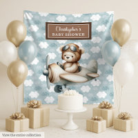 Fond de scène de baby shower avec un ours en peluc