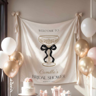 Tenture Fond de scène de baby shower de mariage noir et ch