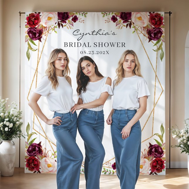 Tenture Fond de scène de douche de mariage géométrique flo (Créateur téléchargé)