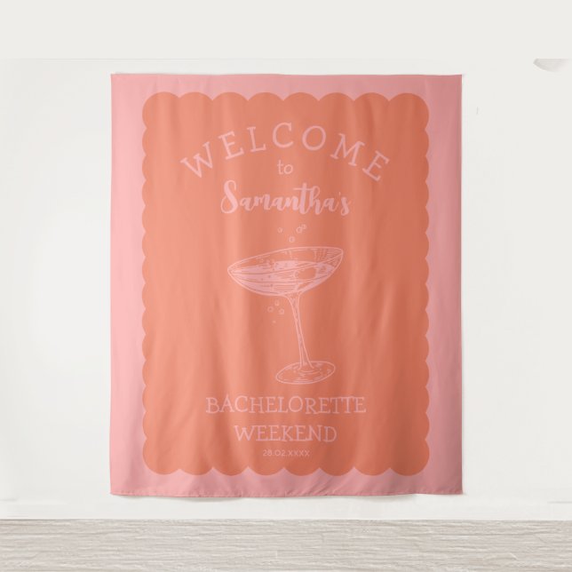 Tenture Fond de scène de fête de Bachelorette à bord crant (Devant)