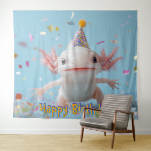 Tenture Fond de scène de fête de poissons axolotls Bannièr