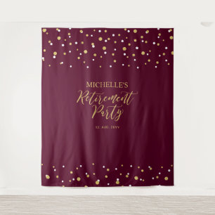 Tenture Fond de scène de fête de retraite confetti or et b