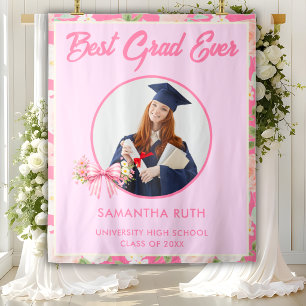 Tenture Fond de scène de graduation avec ruban de fleurs s