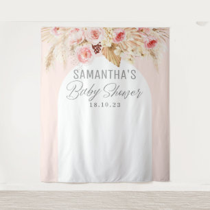 Tenture Fond de scène floral Boho rose pour Baby Shower fi