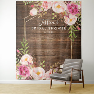 Tenture Fond de scène floral rustique pour la douche de la