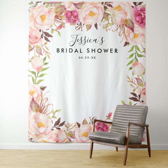 Tenture Fond de scène floral rustique pour la douche de la (En situation)