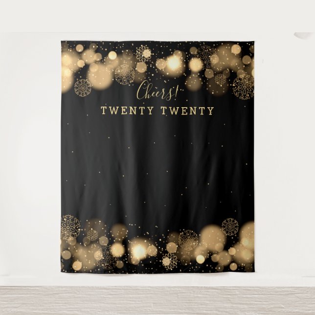 Tenture Fond de scène Nouvel An Or Hiver Merveilleux (Devant)