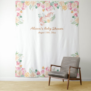 Tenture Fond de scène pour Baby Shower avec licorne rose e