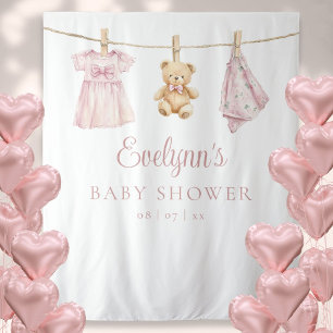 Tenture Fond de scène pour photo de baby shower avec vêtem