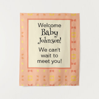 Tenture Fond de selfie pour Baby Shower Pêche Jaune