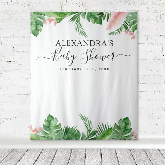 Tenture Fond de stand de Baby Shower Fleurs tropicales Pho (Créateur téléchargé)