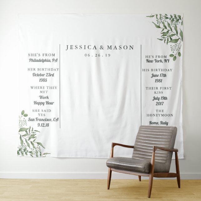 Tenture Fond de stand de mariage avec feuilles de eucalypt (En situation (horizontale))