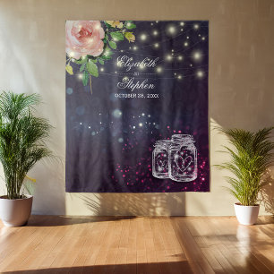 Tenture Fond de stand photo de mariage Chic Fleur Jar Maso