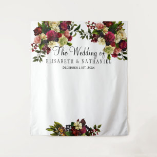 Tenture Fond de stand photo de mariage chic floral Bourgog