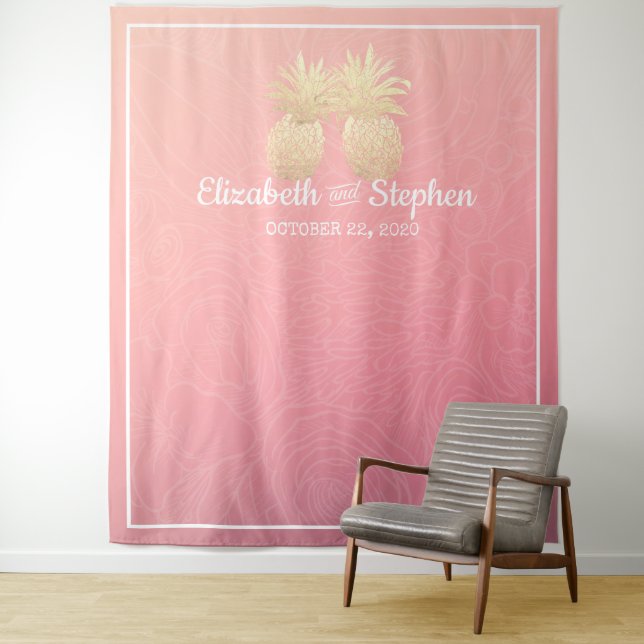 Tenture Fond de stand photo de mariage Couple au Pineapple (En situation)