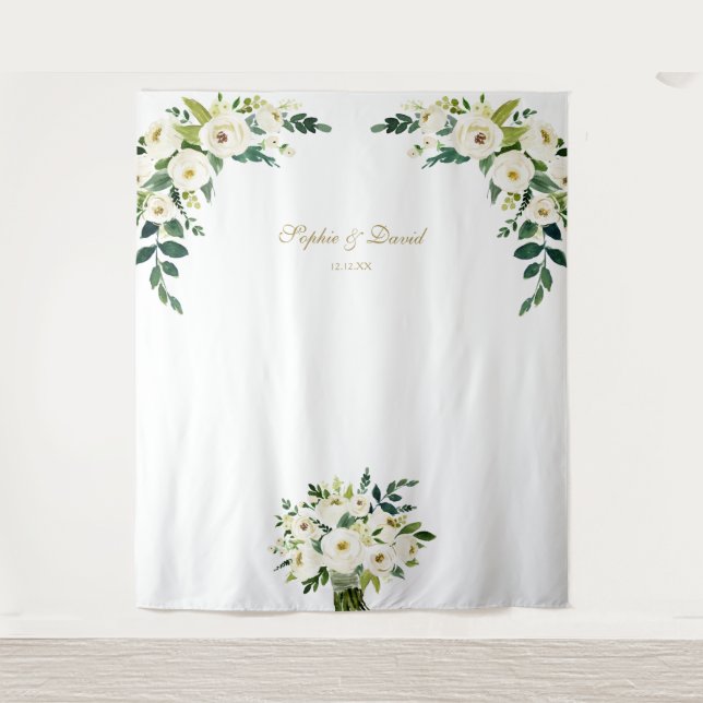 Tenture Fond de stand photo de mariage floral blanc Charm (Devant)
