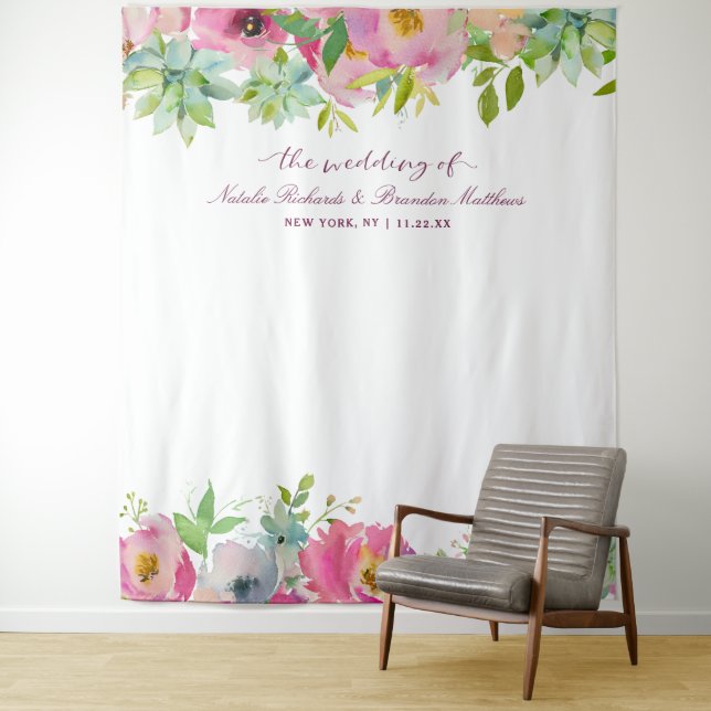 Tenture Fond de stand photo de mariage floral Chic en fleu (En situation)