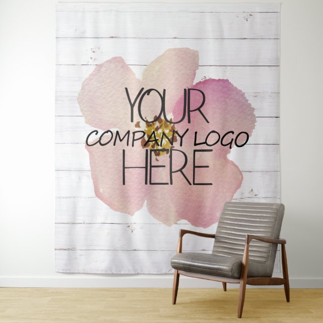 Tenture Fond de stand pour logo d'entreprise en bois blanc (En situation)