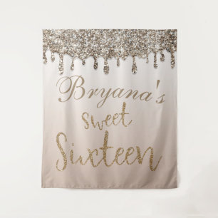 Tenture Fond de toile de fête en paillettes d'or Champagne