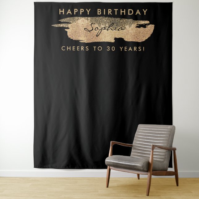 Tenture Fond de toile de fond d'anniversaire Gold Streak t (En situation)