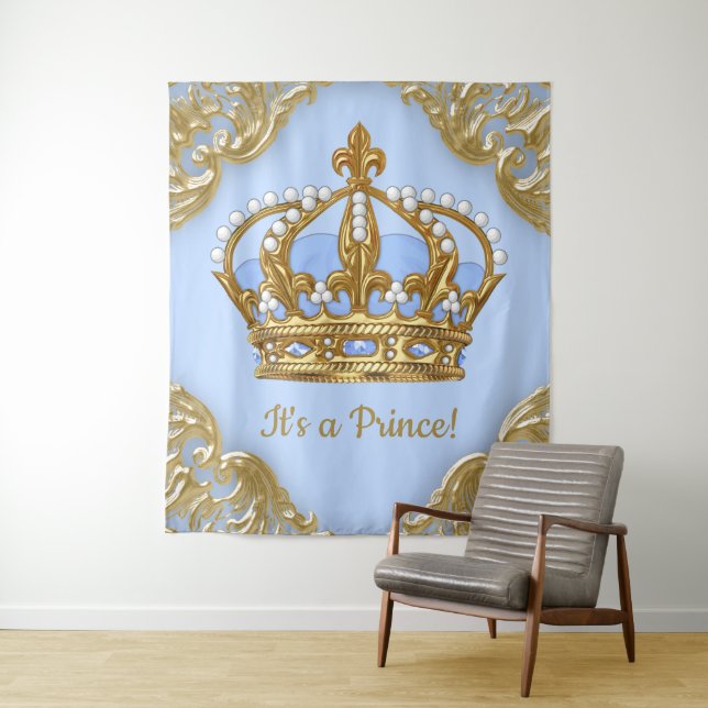 Tenture Fond de toile de fond de Baby Shower Baby Blue Gol (En situation)