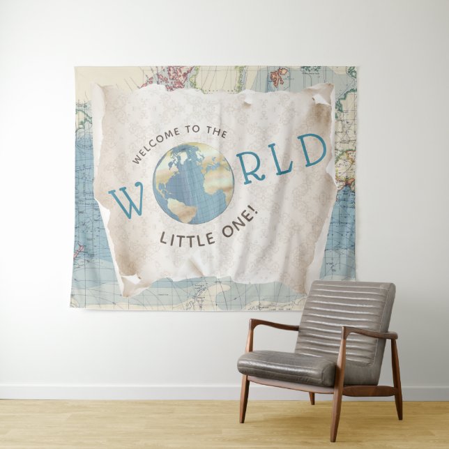 Tenture Fond de toile de fond de Baby Shower carte ancienn (En situation (horizontale))