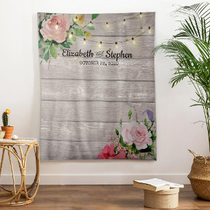 Tenture Fond de toile de fond de fleurs de mariage en bois