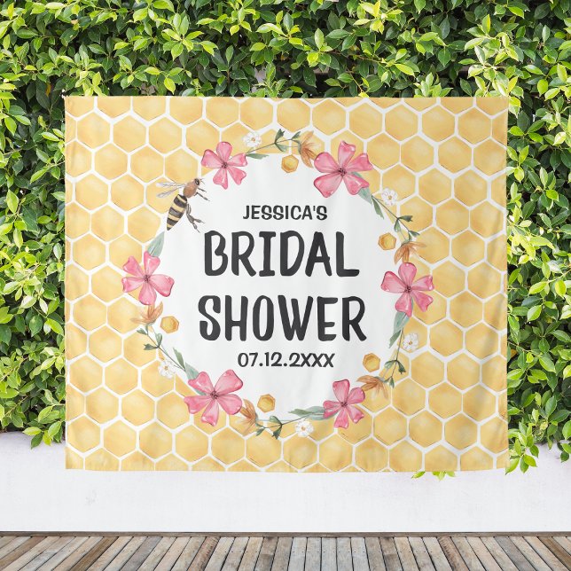 Tenture Fond de toile de fond de mariage abeille future ma (Bee Bridal Shower Backdrop Bride To Bee Custom
)