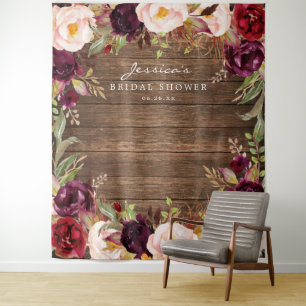 Tenture Fond de toile de fond de mariage floral Burgundy M