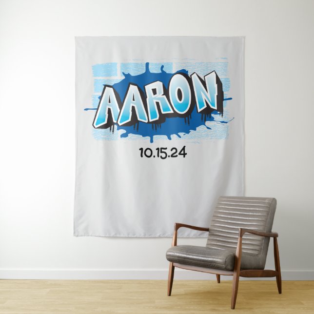 Tenture Fond de toile de fond de nom de graffiti d'Aaron P (En situation)