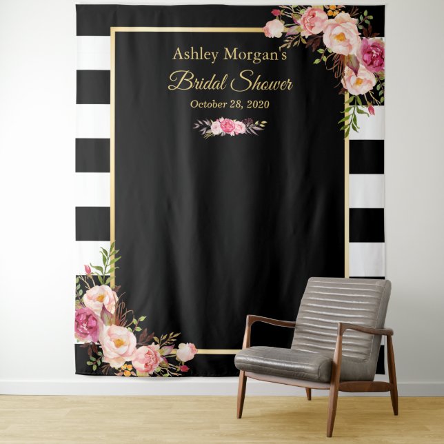Tenture Fond de toile de fond de shower de mariage floral  (En situation)