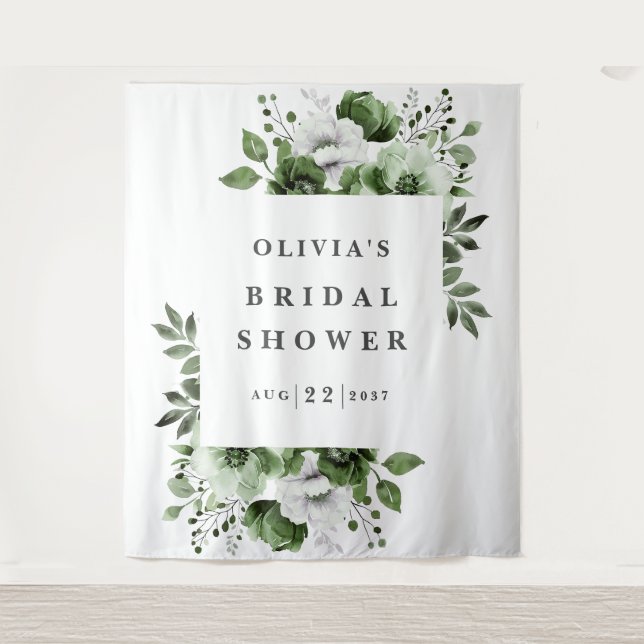 Tenture Fond de toile de fond élégant floral vert olive po (Devant)