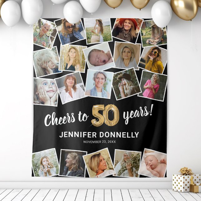 Tenture Fond de toile de fond multi-photo pour 50e anniver (Créateur téléchargé)