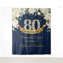 Fond de toile de fond Navy Or Verdure Florale 80e 