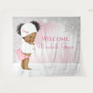 Tenture Fond de toile de fond pour Baby Shower Afro Girl W