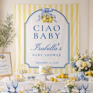 Tenture Fond de toile de fond pour Baby Shower au citron i