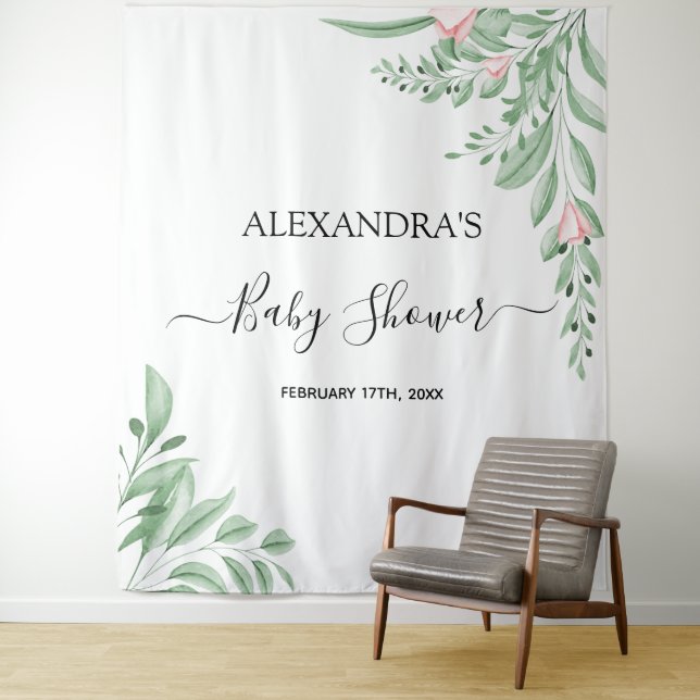 Tenture Fond de toile de fond pour Baby Shower avec eucaly (En situation)