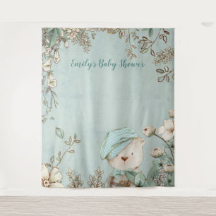 Tenture Fond de toile de fond pour Baby Shower avec un our