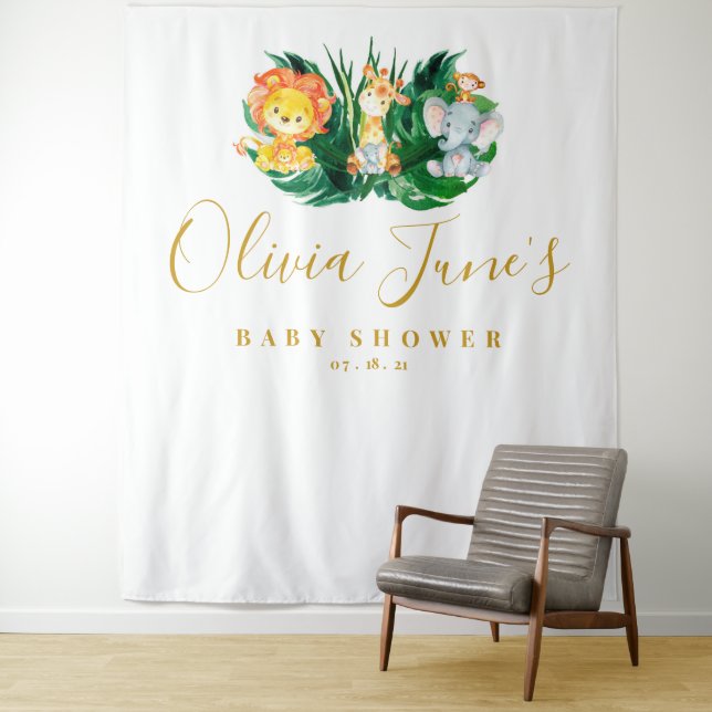 Tenture Fond de toile de fond pour Baby Shower éléphant de (En situation)